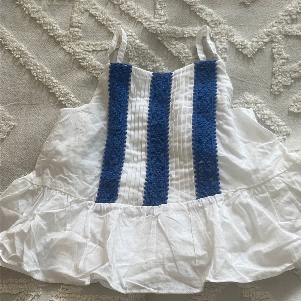 Janie and Jack blue and white top 18-24m never worn